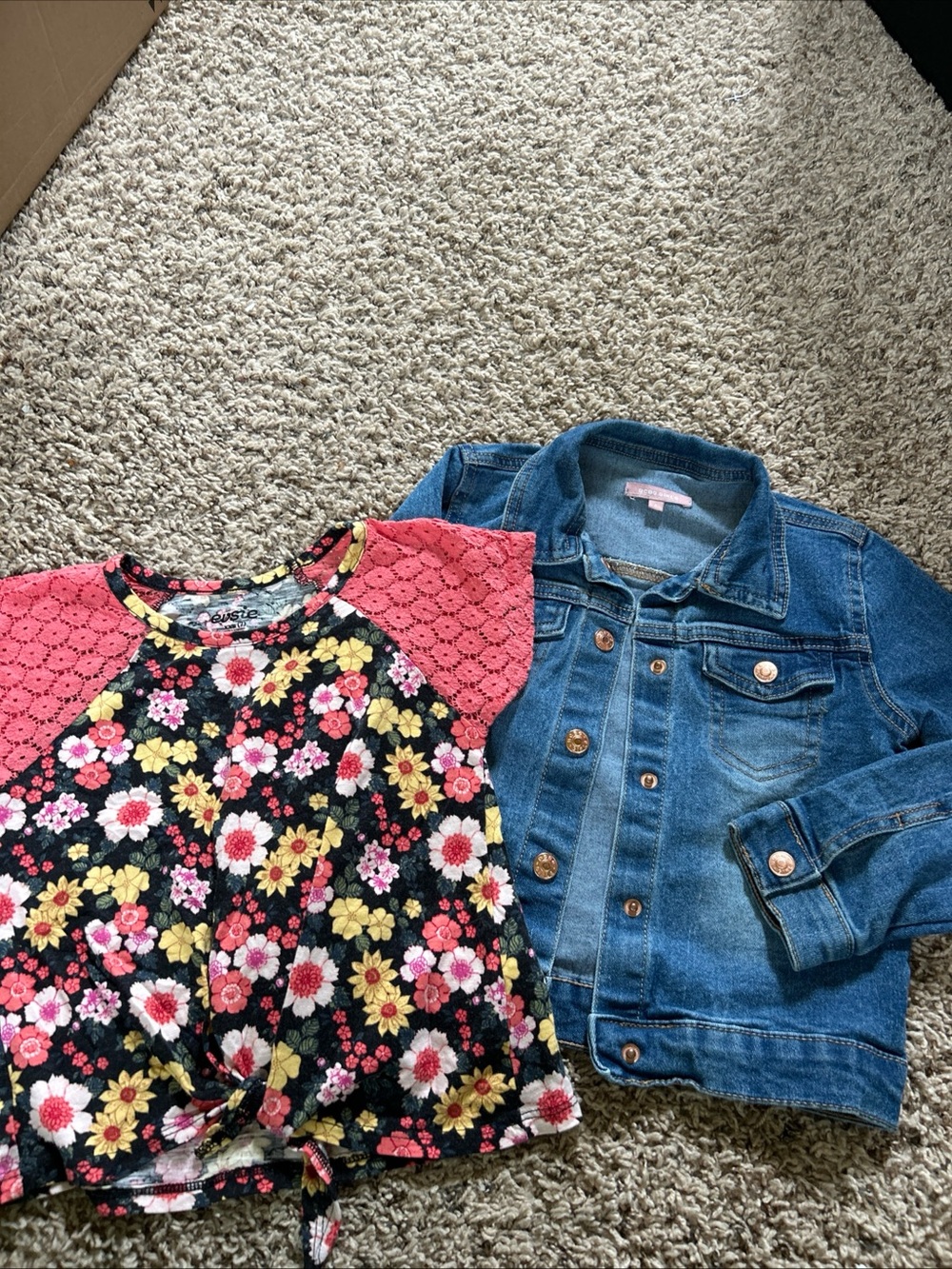 BCBGirls Blue Denim Jacket (6) with Black Floral Top by Maurices (7)